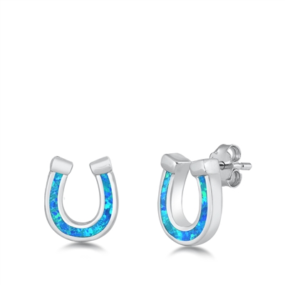 Silver Stud Earrings - Horseshoe