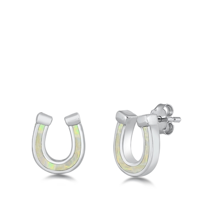 Silver Stud Earrings - Horseshoe