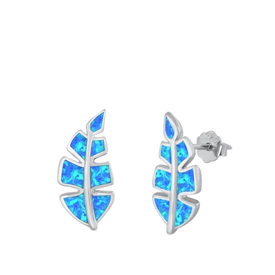 Silver Stud Earrings - Leaf