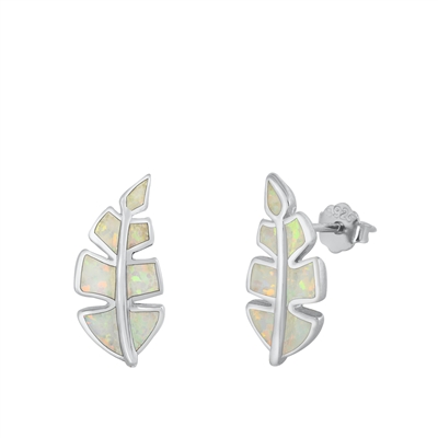 Silver Stud Earrings - Leaf