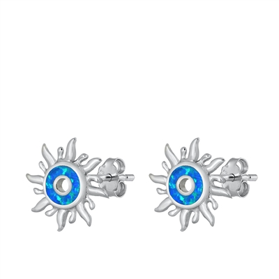 Silver Stud Earrings - Sun