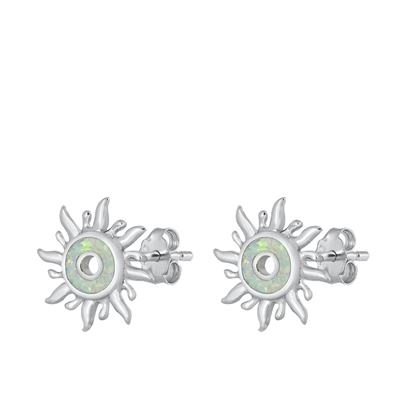 Silver Stud Earrings - Sun