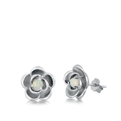 Silver Stud Earrings - Flower