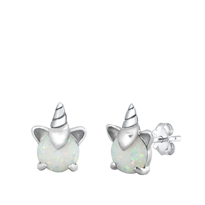 Silver Stud Earrings - Unicorn