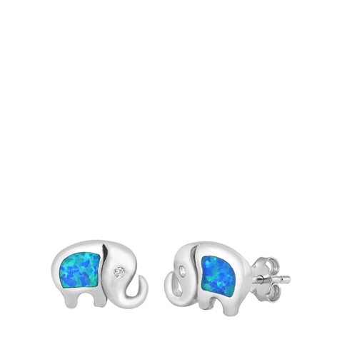 Silver Stud Earrings - Elephant