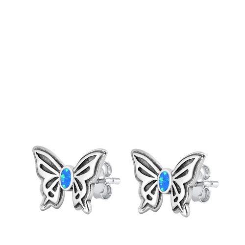 Silver Stud Earrings - Butterfly