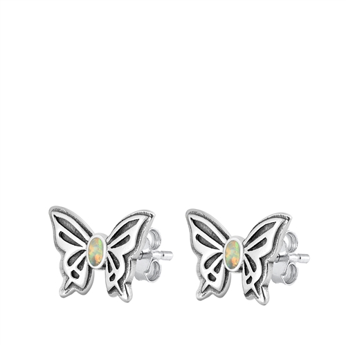 Silver Stud Earrings - Butterfly