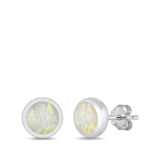 Silver Lab Opal Studs - Round