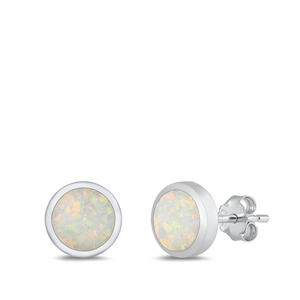 Silver Lab Opal Studs - Round