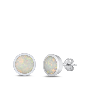 Silver Lab Opal Studs - Round