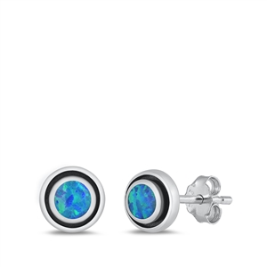 Silver Lab Opal Studs - Round