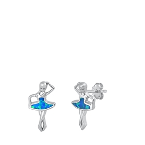 Silver Stud Earrings - Ballet Dancer