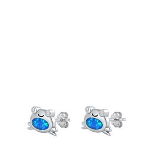 Silver Stud Earrings - Frog