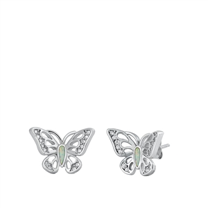 Silver Stud Earrings - Butterfly