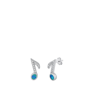 Silver Stud Earrings - Musical Note