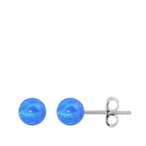 Silver Lab Opal Ball Earrings