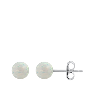 Silver Lab Opal Ball Earrings