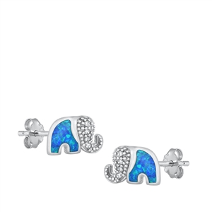 Silver Stud Earrings - Elephant