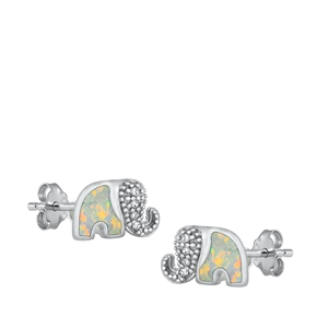 Silver Stud Earrings - Elephant