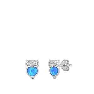 Silver Lab Opal Earrings - Owl