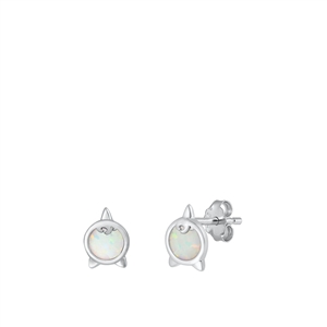 Silver Lab Opal Earrings - Unicorn