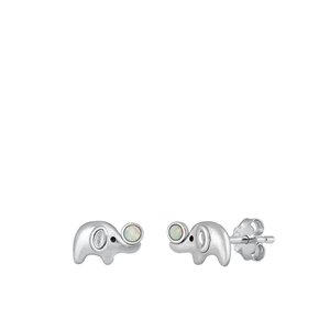 Silver Lab Opal Earrings - Elephant