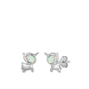 Silver Lab Opal Earrings - Unicorn