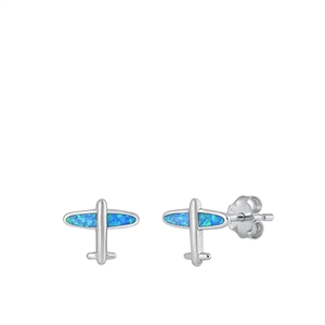 Silver Lab Opal Earrings - Airplane