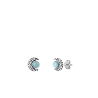 Silver Lab Opal Earring - Moon