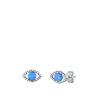 Silver Lab Opal Earrings - Eye