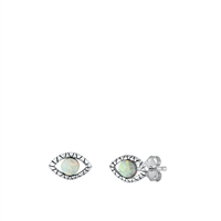 Silver Lab Opal Earrings - Eye