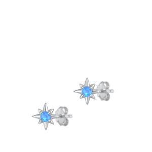 Silver Lab Opal Earrings - Star