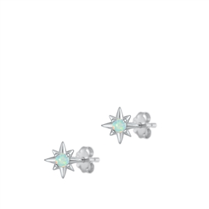 Silver Lab Opal Earrings - Star