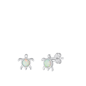 Silver Lab Opal Earrings - Turtle