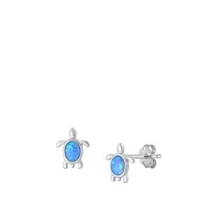 Silver Lab Opal Earrings - Turtle