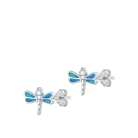 Silver Lab Opal Earrings - Dragonfly