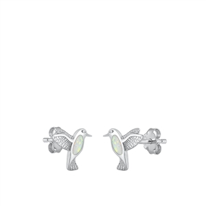 Silver Lab Opal Earrings - Hummingbird