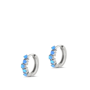 Silver Lab Opal Earrings - Hoop