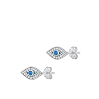 Silver Lab Opal Earrings - Eye
