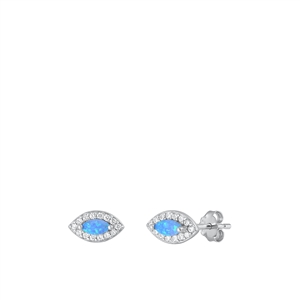 Silver Lab Opal Earrings - Eye