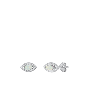 Silver Lab Opal Earrings - Eye