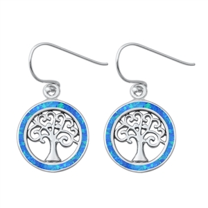 Silver Lab Opal Earrings - Tree of Life