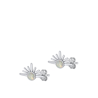 Silver Lab Opal Earrings - Sunset