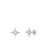 Silver Lab Opal Earrings - Star