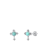 Silver Stone Earrings - Cross