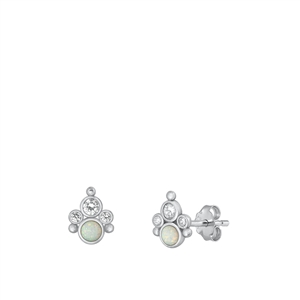 Silver Lab Opal Earrings