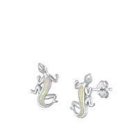 Silver Lab Opal Earrings - Lizard