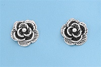 Silver Stud Earrings - Rose