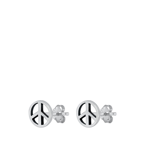 Silver Stud Earrings - Peace Sign