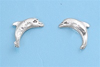 Silver Stud Earrings - Dolphin